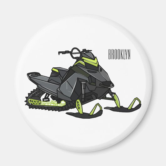 Snowmobile cartoon illustratie magneet (Voorkant)