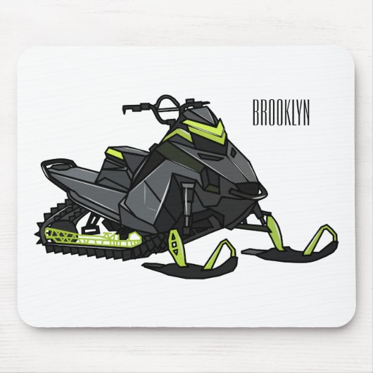Snowmobile cartoon illustratie muismat (Voorkant)