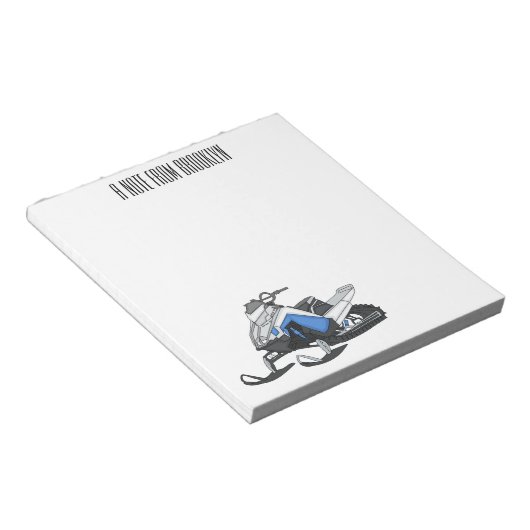 Snowmobile cartoon illustratie notitieblok (Schuin)