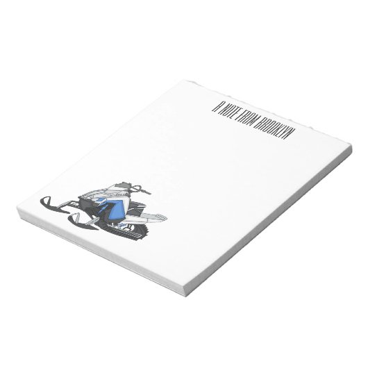 Snowmobile cartoon illustratie notitieblok (Linkerzijde)