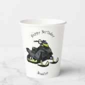 Snowmobile cartoon illustratie papieren bekers (Achterkant)