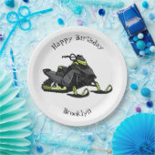 Snowmobile cartoon illustratie papieren bordje (Feest)