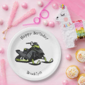 Snowmobile cartoon illustratie papieren bordje (Feest)