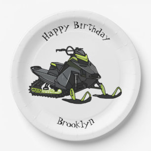 Snowmobile cartoon illustratie papieren bordje