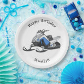Snowmobile cartoon illustratie papieren bordje (Feest)