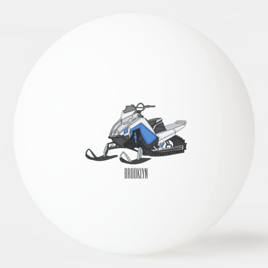 Snowmobile cartoon illustratie pingpongbal (Voorkant)