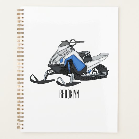 Snowmobile cartoon illustratie planner (Voorkant)