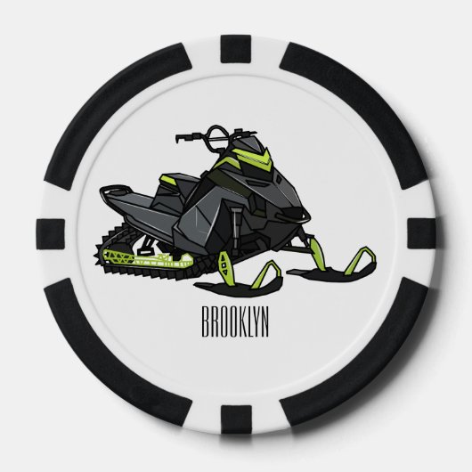 Snowmobile cartoon illustratie poker chips (Voorkant)