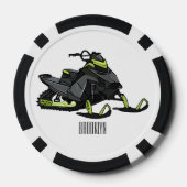 Snowmobile cartoon illustratie poker chips (Achterkant)