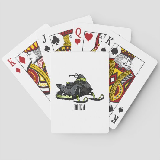 Snowmobile cartoon illustratie pokerkaarten (Achterkant)