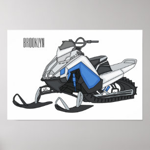 Snowmobile cartoon illustratie poster