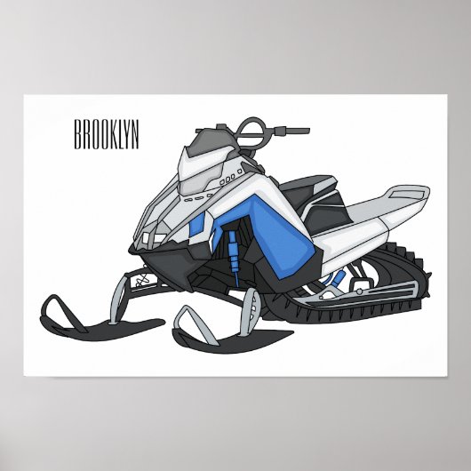 Snowmobile cartoon illustratie poster (Voorkant)
