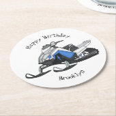 Snowmobile cartoon illustratie ronde kartonnen onderzetter (Gebogen)