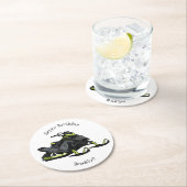 Snowmobile cartoon illustratie ronde kartonnen onderzetter (Insitu)