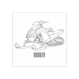 Snowmobile cartoon illustratie rubberstempel