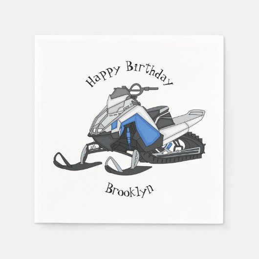 Snowmobile cartoon illustratie servet (Voorkant)