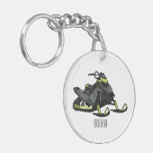 Snowmobile cartoon illustratie sleutelhanger (Voorkant Links)