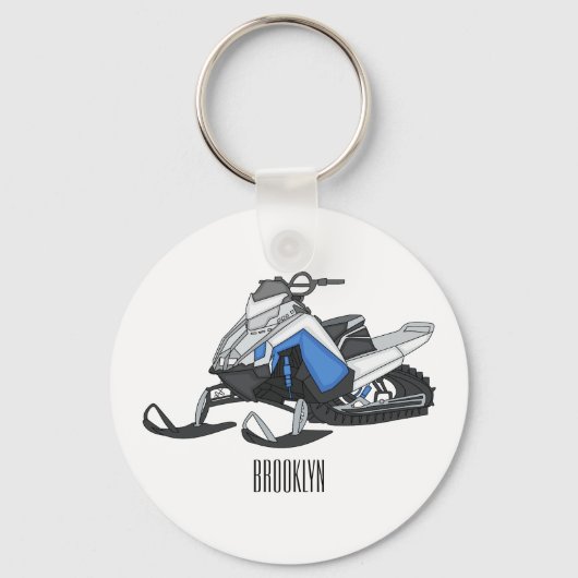 Snowmobile cartoon illustratie sleutelhanger (Voorkant)