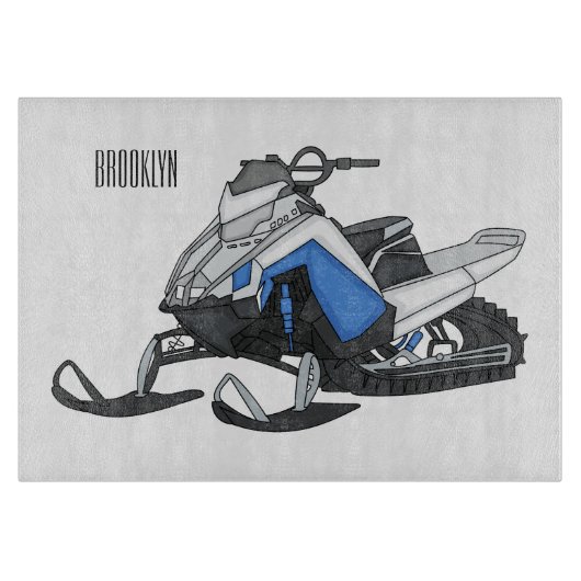 Snowmobile cartoon illustratie snijplank (Voorkant)