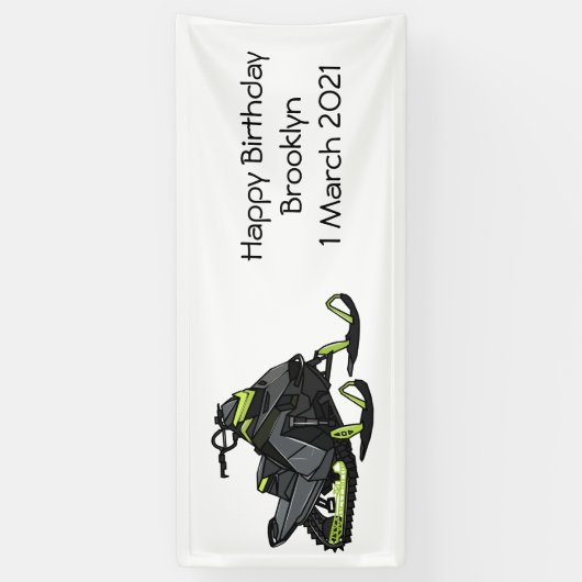 Snowmobile cartoon illustratie spandoek (Verticaal)