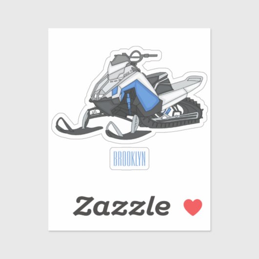 Snowmobile cartoon illustratie sticker (Vel)