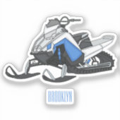 Snowmobile cartoon illustratie sticker (Voorkant)