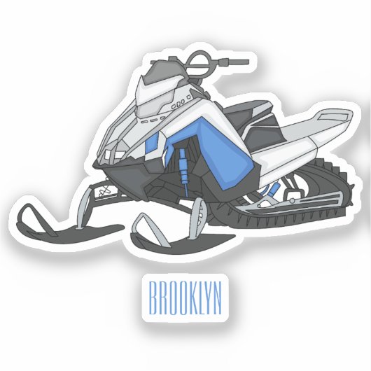 Snowmobile cartoon illustratie sticker (Voorkant)