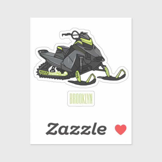 Snowmobile cartoon illustratie sticker (Vel)