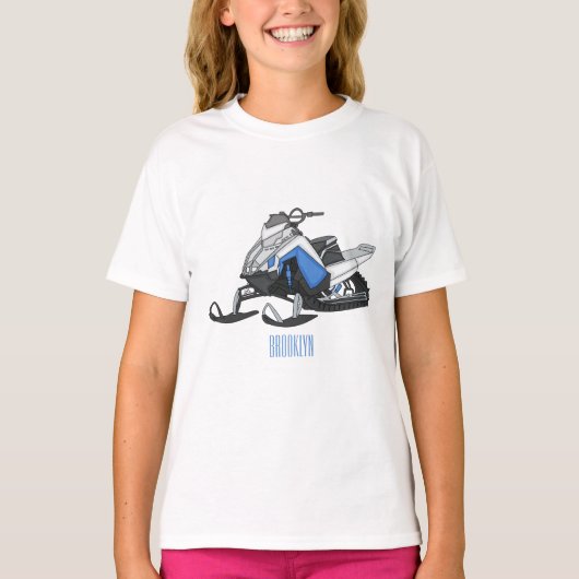 Snowmobile cartoon illustratie t-shirt (Voorkant)