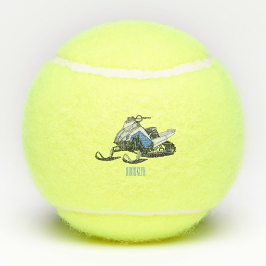Snowmobile cartoon illustratie tennisballen (Achterkant)
