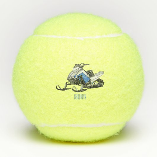 Snowmobile cartoon illustratie tennisballen (Voorkant)