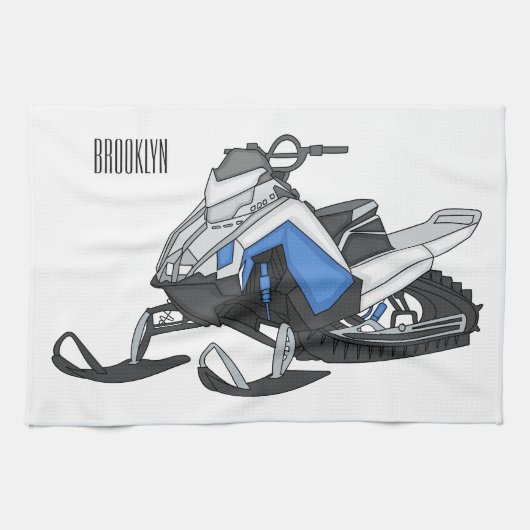 Snowmobile cartoon illustratie theedoek (Horizontaal)