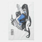 Snowmobile cartoon illustratie theedoek (Verticaal)