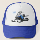 Snowmobile cartoon illustratie trucker pet (Voorkant)