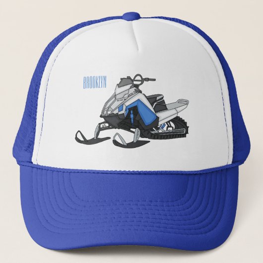 Snowmobile cartoon illustratie trucker pet (Voorkant)
