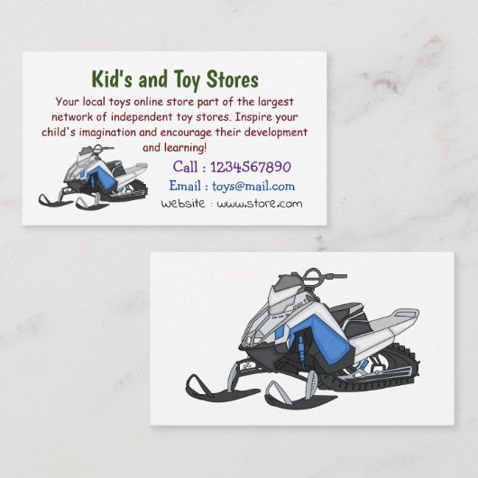 Snowmobile cartoon illustratie visitekaartje (Voorkant / Achterkant)