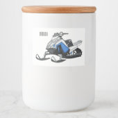 Snowmobile cartoon illustratie voedselcontainer etiket (Voorkant)