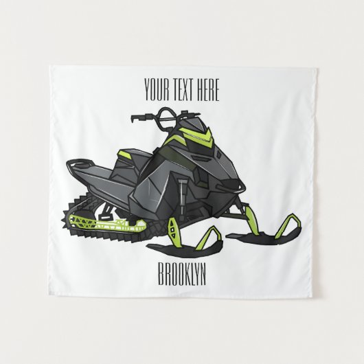 Snowmobile cartoon illustratie wandkleed (Voorkant (horizontaal))