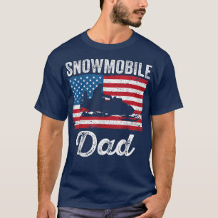 Snowmobile Dad American Flag Funny Snowmobiing Sn T-shirt