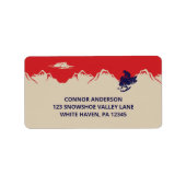 Snowmobile en Mountains Return Address Etiket (Voorkant)