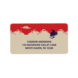 Snowmobile en Mountains Return Address Etiket