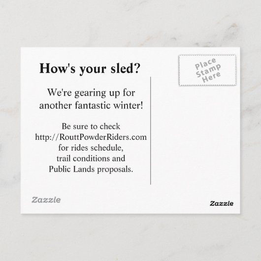 Snowmobile Group Ride Briefkaart (Achterkant)
