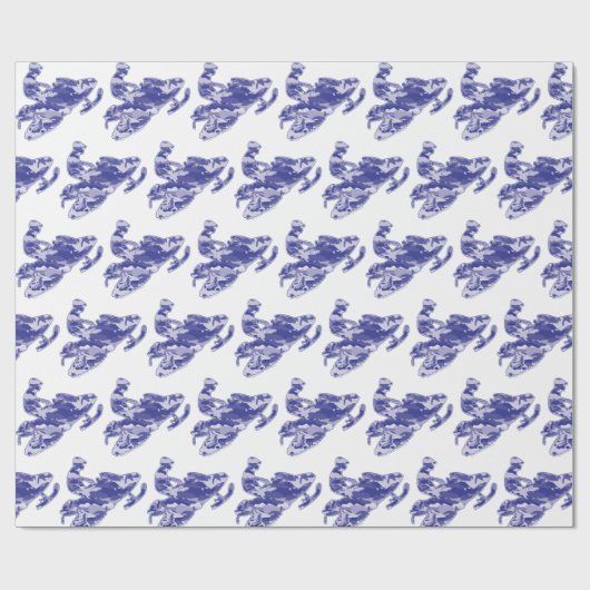 Snowmobile in Blue Camouflage Cadeaupapier (Vlak)