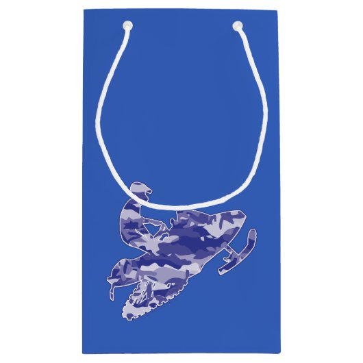 Snowmobile in Blue Camouflage Klein Cadeauzakje (Achterkant)