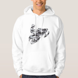 Snowmobile in Camouflage Gray Hoodie