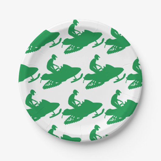 Snowmobile in Green Papieren Bordje (Voorkant)