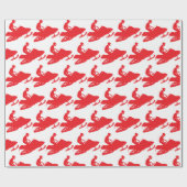 Snowmobile in rood cadeaupapier (Vlak)