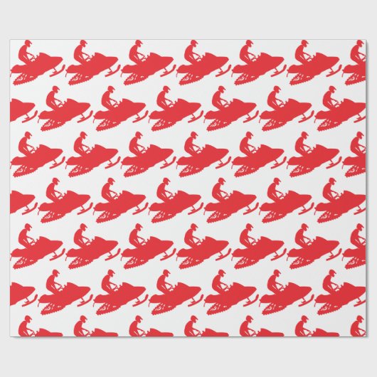 Snowmobile in rood cadeaupapier (Vlak)