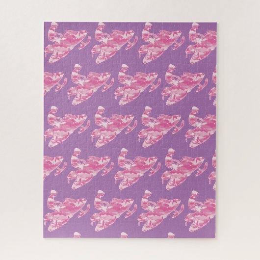 Snowmobile in roze Camouflage Legpuzzel (Verticaal)