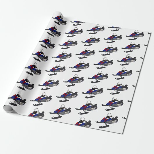 Snowmobile Kerstmis Cadeaupapier (Uitgerold)